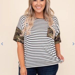 Camo & Stripe T-shirt (Size 2X)